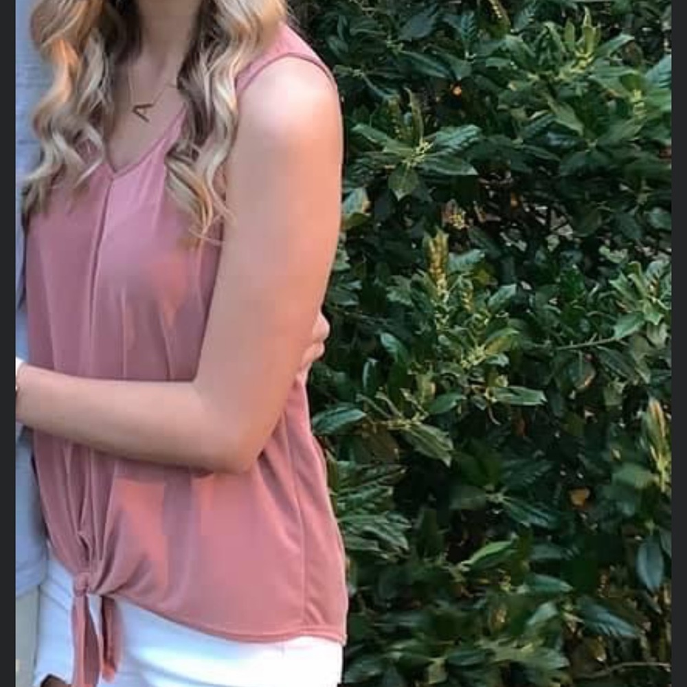 Pink and Green Front Tie Tank Top Bundle Small